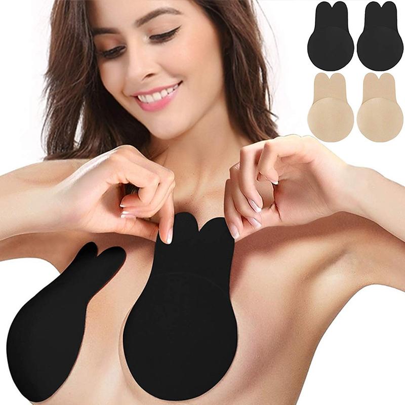 

Bras CDJLFH Strapless Women Sexy Invisible Push Up Sticky Bra Self Adhesive Silicone Brassiere Dress Wedding Bralette, Black-8.0cm