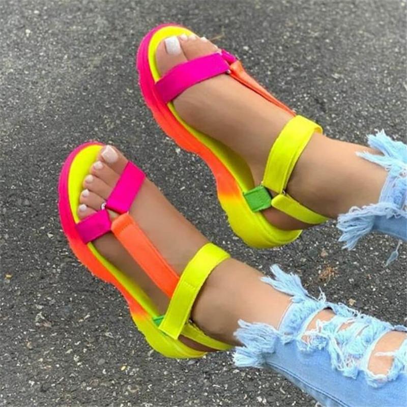 

Summer Women Sandals Big Size Soft Multi Colors Sandals Beach Ankle Wedge Platform Shoes Ladies Girls Dropshipping 20#