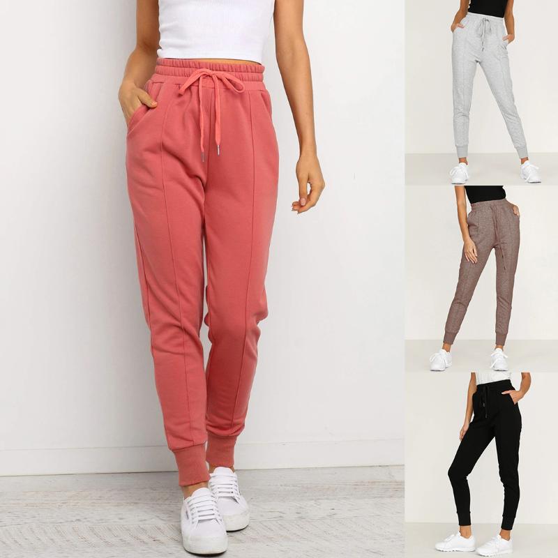 

Women' Pants & Capris Women Sweatpants Joggers Bottoms Female High Waist Casual Ladies Sports Trousers Running Fitness Training Solid Sport, Brown