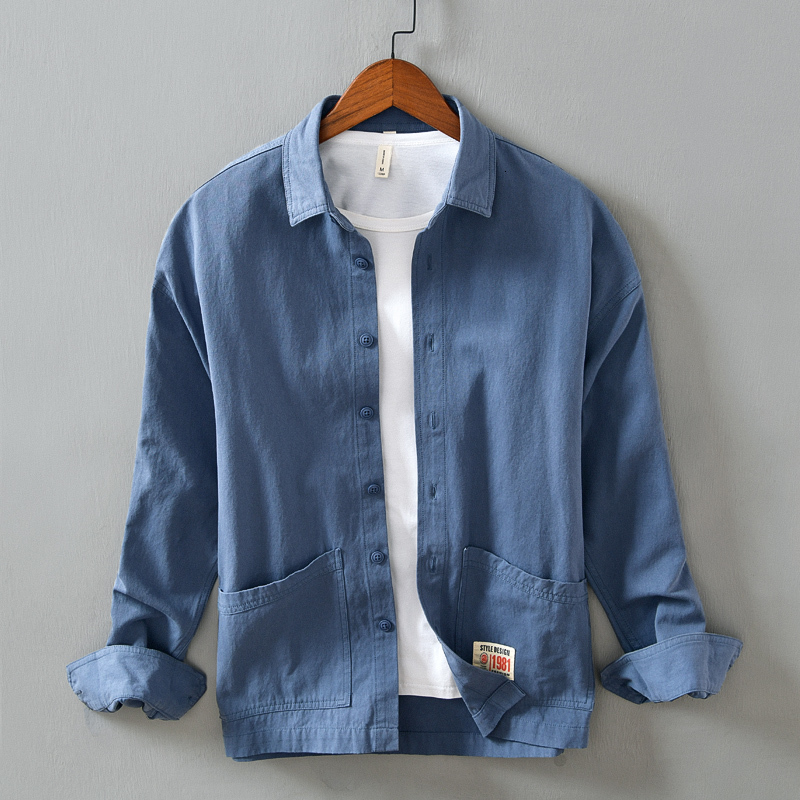 

2021 Autumn 100% Cotton Solid Casual Fashion Jackets for Comfortable Fashionable Men's Jacket Jas X4zs, Blue