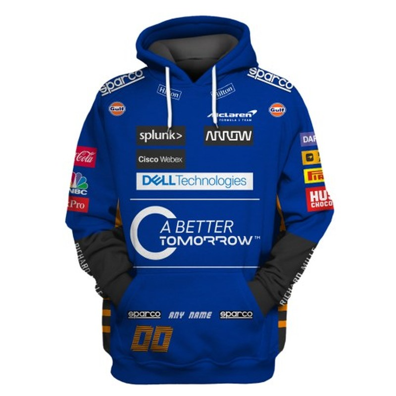 

Men's hooded sweater F1 racing blue fashion windproof and warmth same style dinner party outdoor sports same style customization, Black