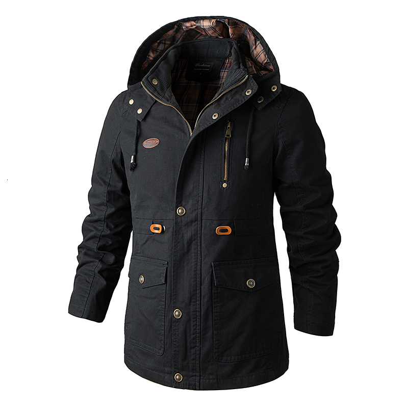 

2021 New Jacket Men Spring Autumn Multi-pocket Tactical Jackets Cotton Windbreaker Mens Coat Outdoor Stormwear 5w0a, Black