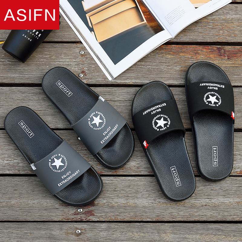 

ASIFN Men Slippers Summer Beach Flip Flops Non-slip Sports Sandals Female Fashion Shoes Outdoor Man Zapatos Hombre Male Slides 210226, Black