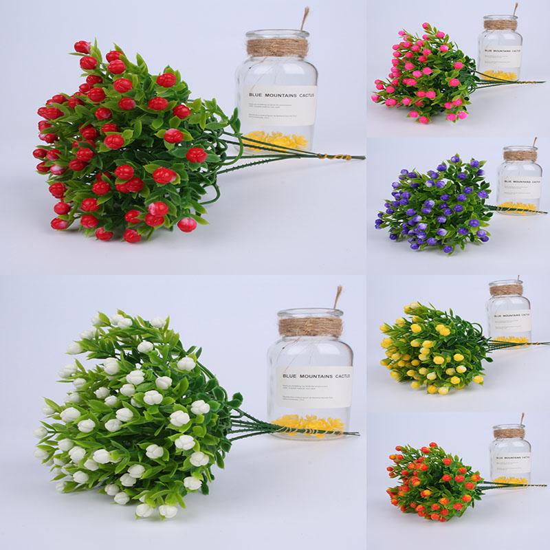 

23cm 5forks Artificial Flower Milan Grass Fake Green Plants Pot DIY Room Home Wedding Decorations, 1pcs