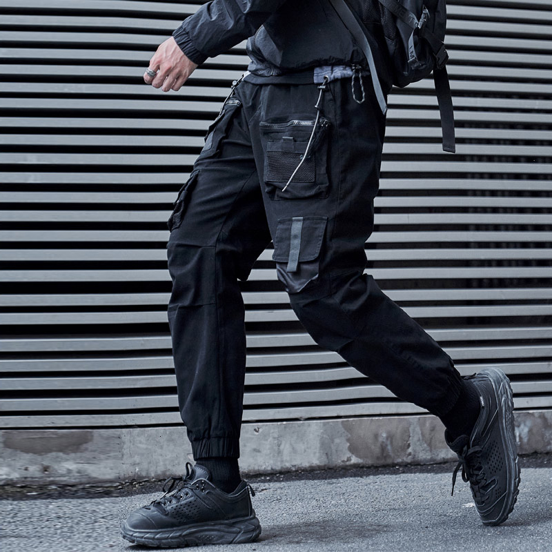 

New Multi-pocket Cargo Streetwear Baggy Jogger 2021 Autumn Black Hip Hop Harem Male Dropshipping Pants J921, Army green.