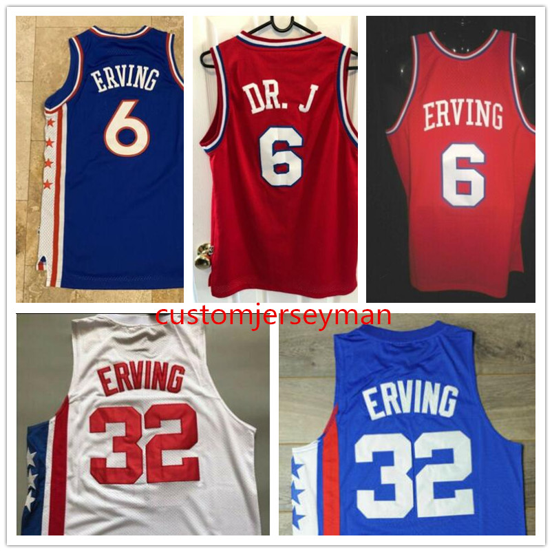 

DJ #6 erving College UMASS Massachusetts Minutemen #32 Julius Dr. J Erving throwback Basketball Jersey Mens Stitched Custom size -5XL, White