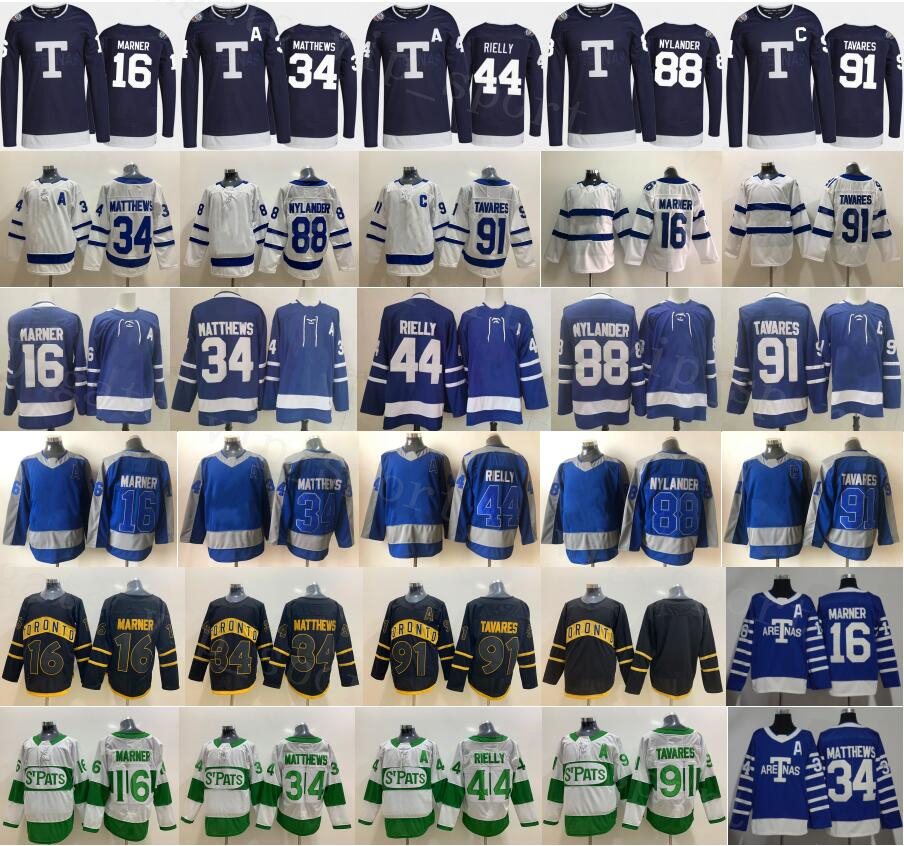 

2022 Alternate Reversible Hockey Jersey Blank 34 Auston Matthews 16 Mitchell Marner 88 William Nylander John Tavares Morgan Rielly Heritage Navy Blue Black White, Retro
