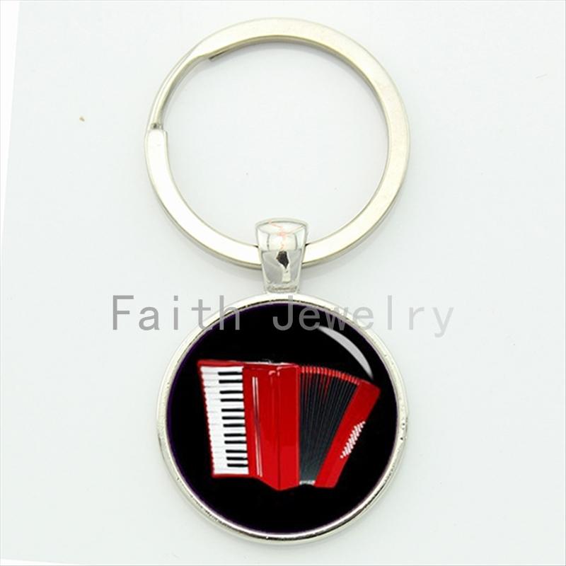 

Keychains Vintage Elegant Red Accordion Pattern Key Chain Musical Instrument Keychain Jewelry Musician Music Fans Gift KC494