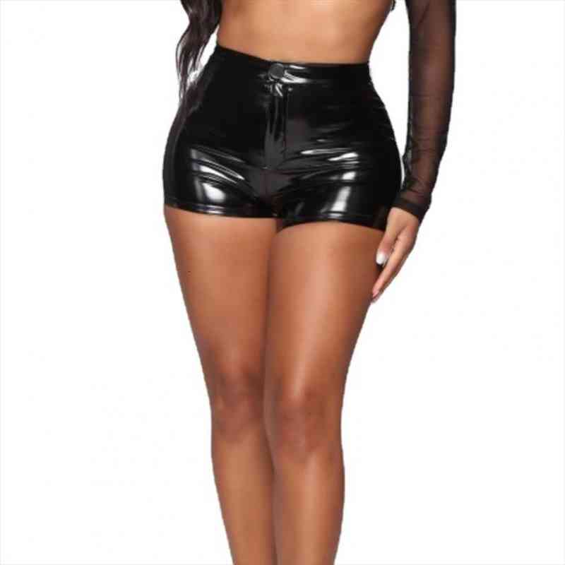 

Women Shorts Black Summer High Elasticity Skinny Faux Leather Shorts Plus Size High Waist Sexy Womens, White;black