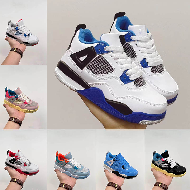 

Kids Girls 4 jumpman 4s basketball shoes Childrens Sail shimmer lightning university blue bred trainers pure money metallic purple Baby Boy designer sneakers 24-35, A5