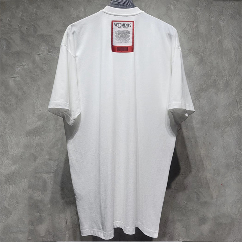 

2021 New Big Red Patch Tag Vetements T-shirt Men Women Heavy Fabric Cotton Oversize Vtm Tee Tops Black White t Shirt 1422