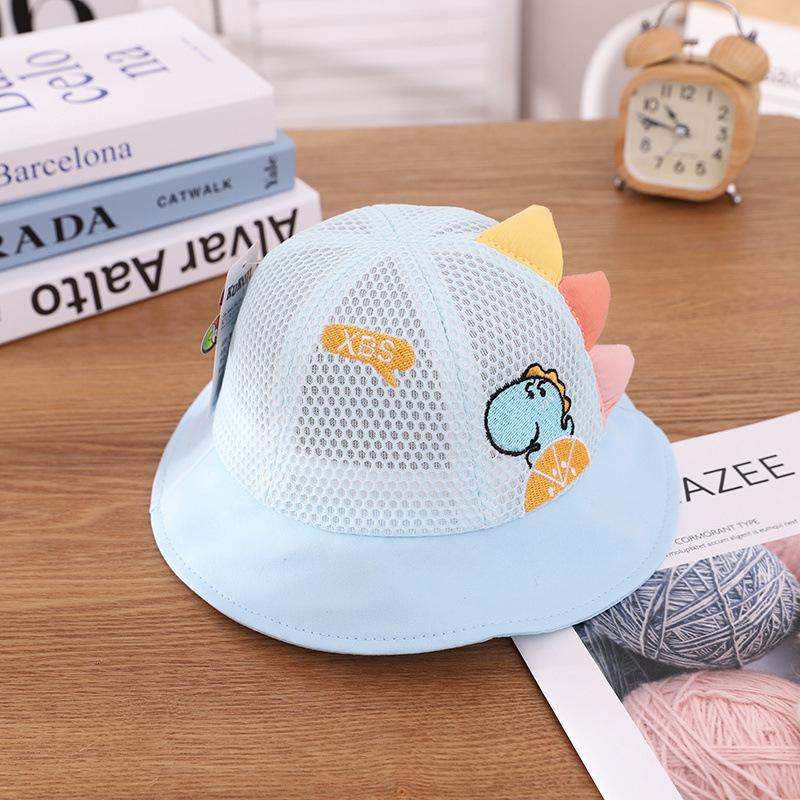 

bucket hat Baby Hat spring and summer thin girl cute super fisherman's boy breathable baby mesh cap basin, Xbs dinosaur full net basin cap - pink