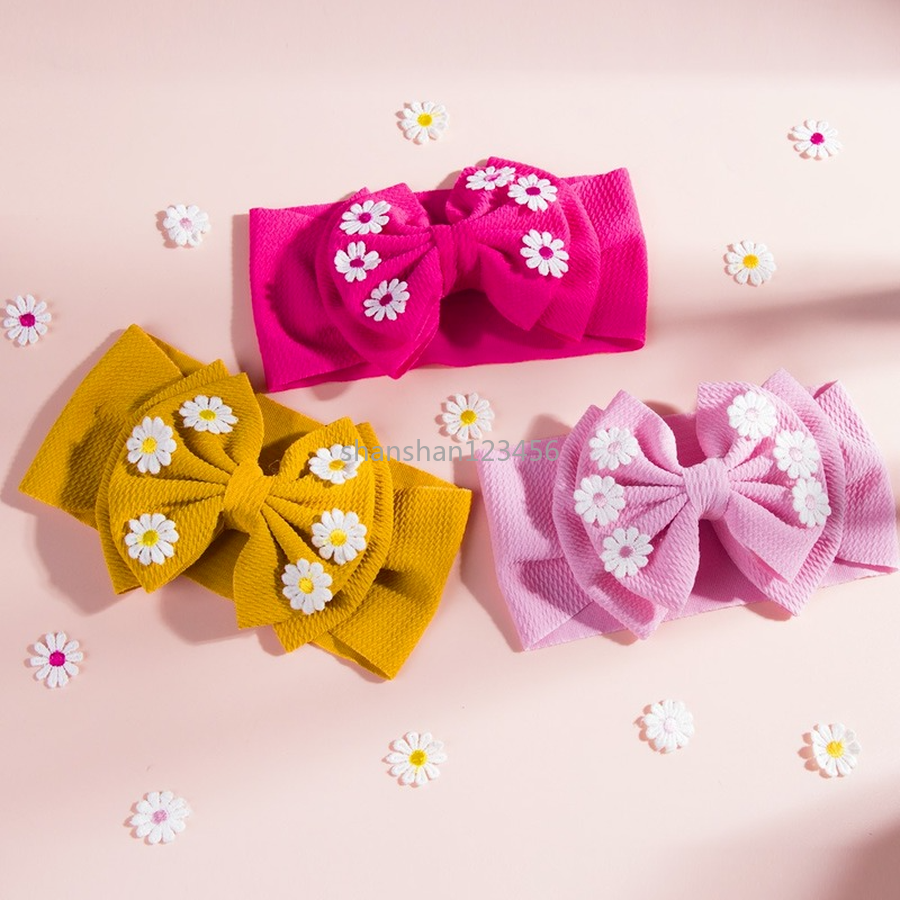 

Daisy Bow Knot Headbands Children Baby Elastic double layer Cloth Knotted Hair Band Headwrap fashion will and sandy