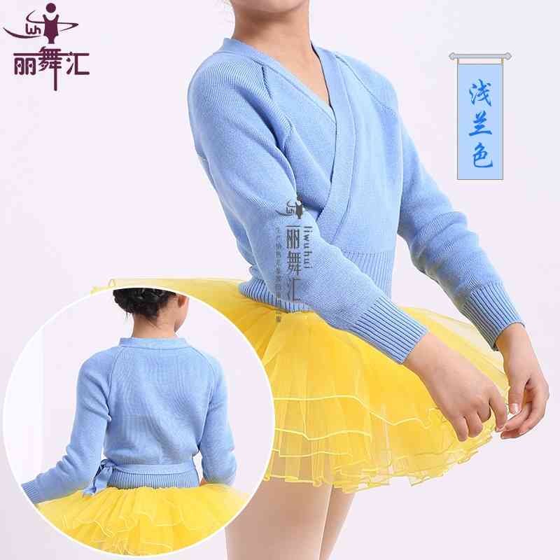 

Autumn and winter children's dance round neck V-neck flat Neck Lace Up sweater practice clothes with girls' knitting outside
