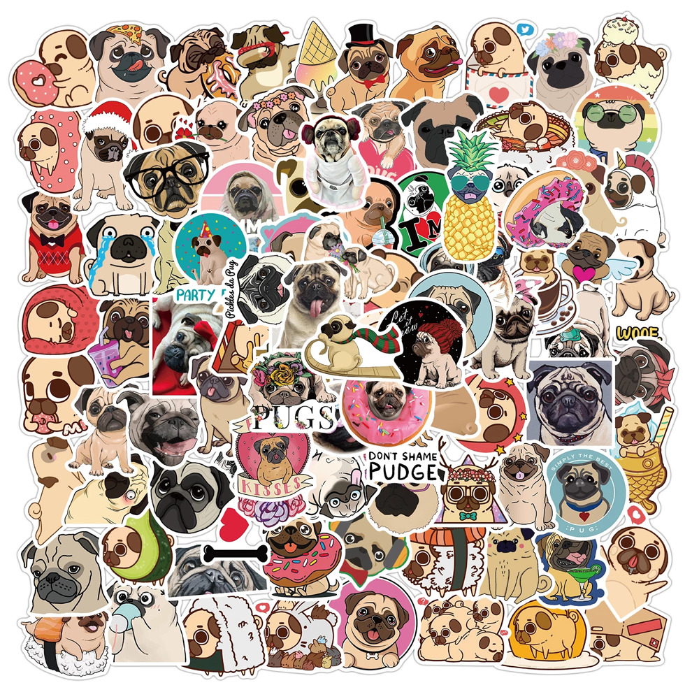 

10/30/50/100Pcs Cute Pug Dog Stickers Animal Decal For Refrigerator Fridge Skateboard Laptop Luggage Pegatinas Graffiti Toy Car
