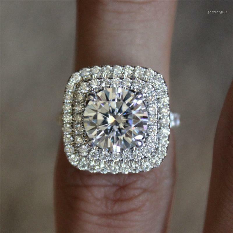 

Wedding Rings Huitan Full Zirconia Crystal Women Ring Engagement Jewelry Elegant Lady's Accessories For Party Gift Timeless Style, Slivery;golden