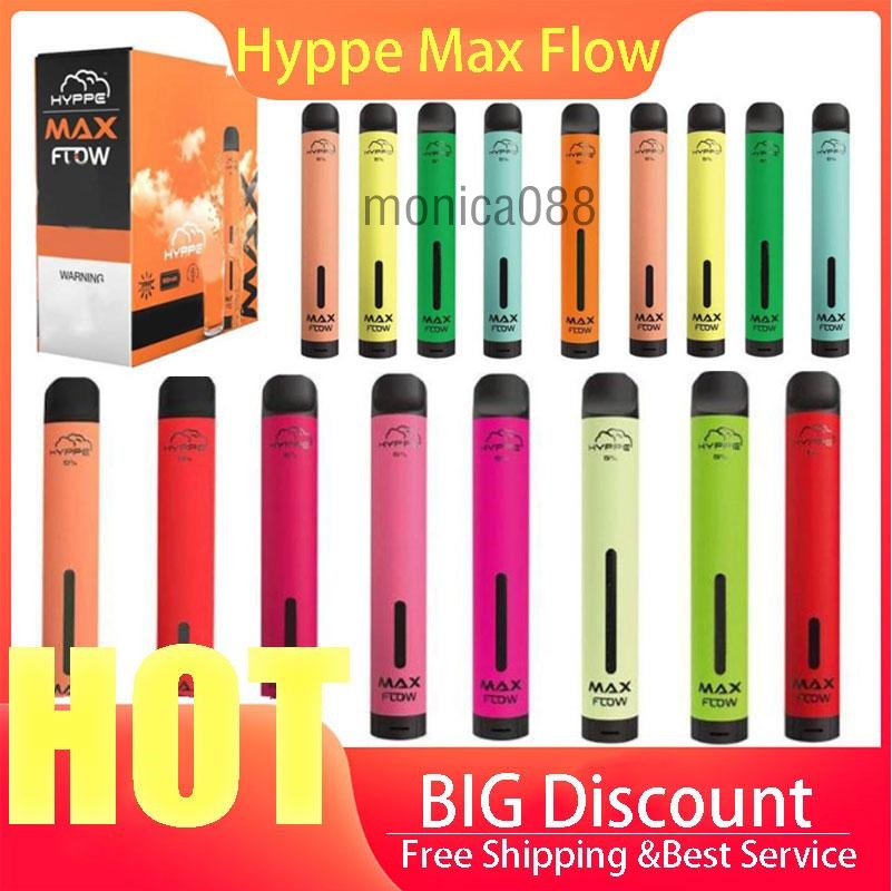 

100% HYPPE Max Flow Disposable Vape pen Electronic Cigarettes starter kit Pod Device 2000 Puffs Pre Filled 6ML 900mAh Battery VS Bar Plus XL Randm Dazzle Pro In stock