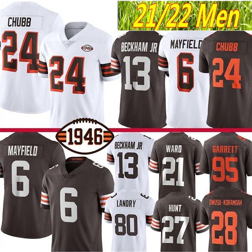 

TOP 24 Nick Chubb Baker Mayfield Football Jersey Odell Beckham Jr. Clevelands Kosar Jarvis Landry Brown Myles Garrett Jeremiah Newsome II Kareem Hunt Ward, Colour