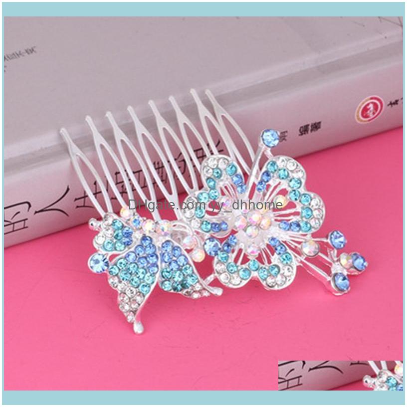 

Jewelrywedding Hair Jewelry Bride Aessories Women Comb Butterfly Flower Hairpins Fashion Rhinestones Crystal Gifts Clips & Barrettes Drop De