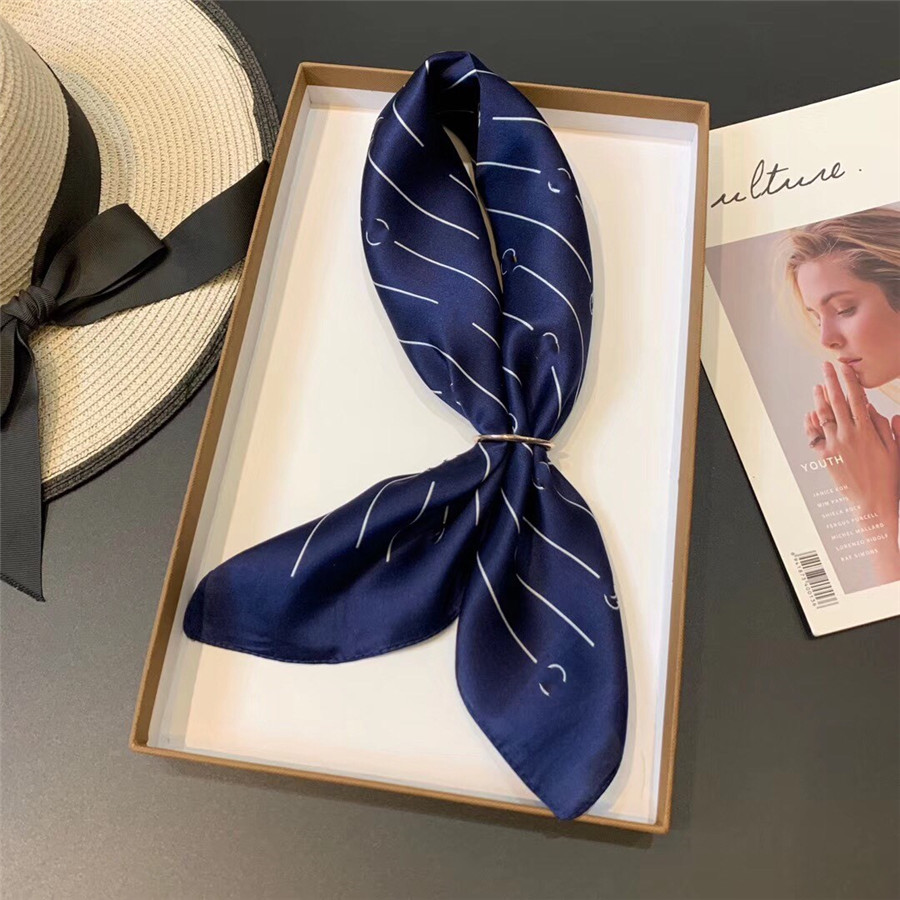 

Famous brand silk scarf popular C band logo fashion silk scarf women's shawl 53 * 53cm lightweight breathable square towel, Blue;gray