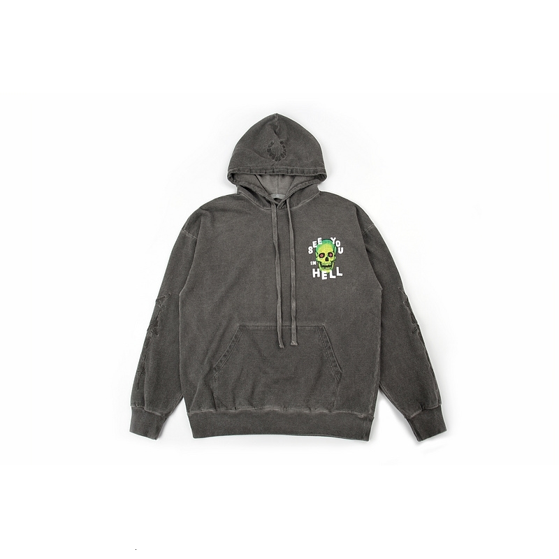 

2021 New Fw Arnodefrance Skull Printed Vintage Distressed Hoodies Sweatshirts Hiphop Streetwear Men Hoodie Jp0g, Beige