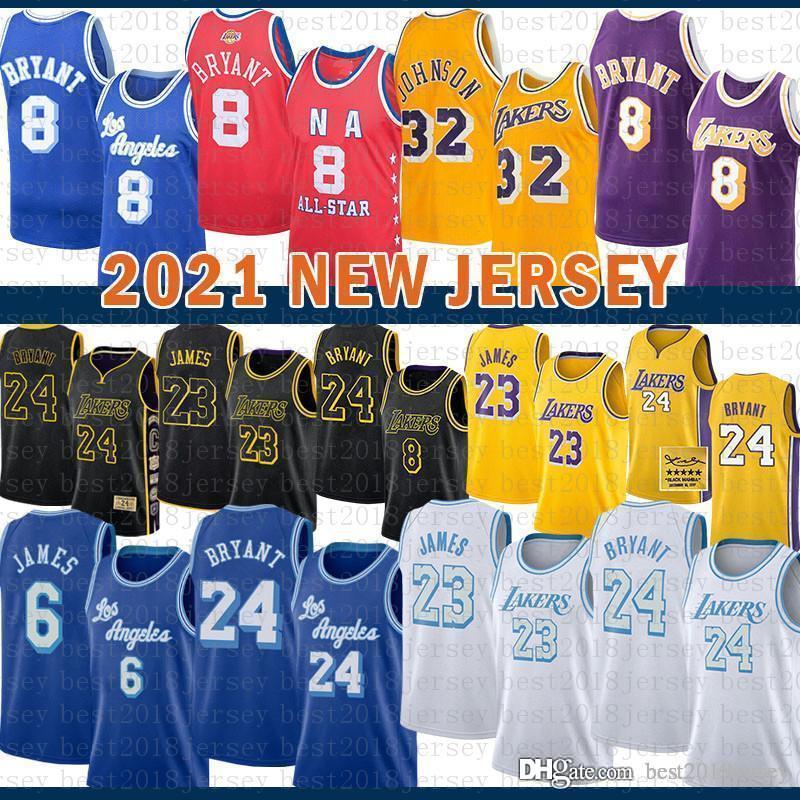 

2021 New Basketball Jersey Los Angeles Lakers Kobe 24 Bryant LeBron 23 James Mens Anthony 3 Davis Kyle 0 Kuzma Blue, Black;red
