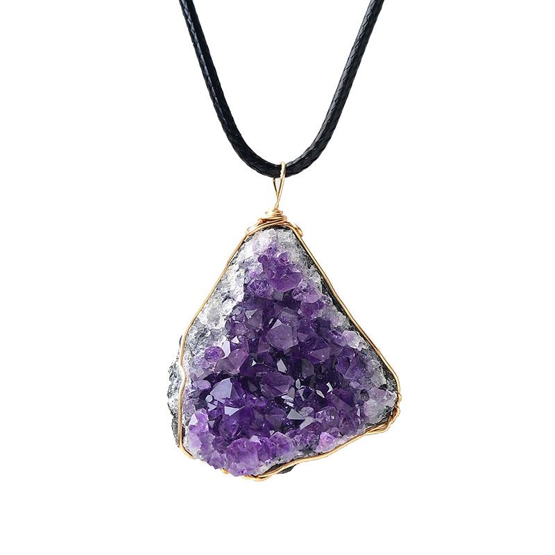 

Decorative Objects & Figurines Natural Amethyst Cluster Stone Crystal Necklace Crystals Healing Pendant Quartz For Women Mineral Jewelry