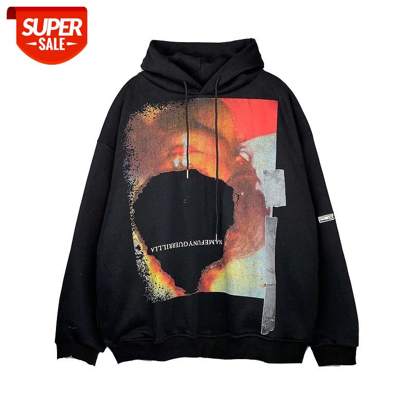 

SEVEYFAN 2021 Men's Hip Hop Sweatshirts Characters Head Printed Hoodies Black Autumn Cotton Pullover for Male #UE8r