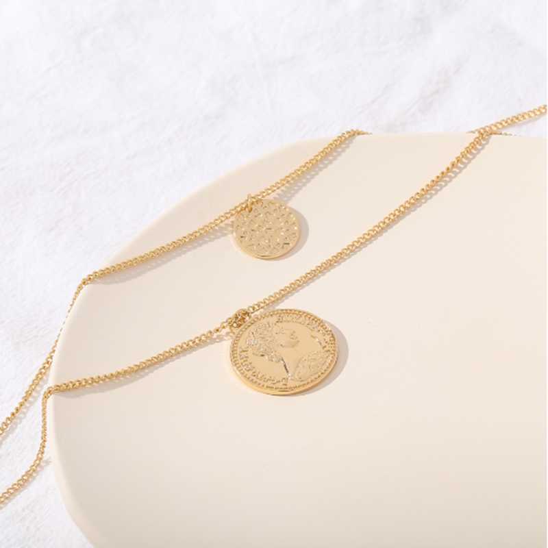 

Chains Coin Pendant Necklace Statement Charm Ethnic Multilaye For Female Punk Gold Gift