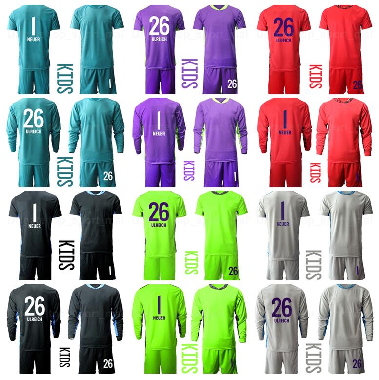 

Kids Goalkeeper Soccer Youth 1 Manuel Neuer Jersey Long Sleeve Sven Ulreich Oliver Kahn Sepp Maier Goalie Pfaff Football Shirt Kits B-R, Kids blue
