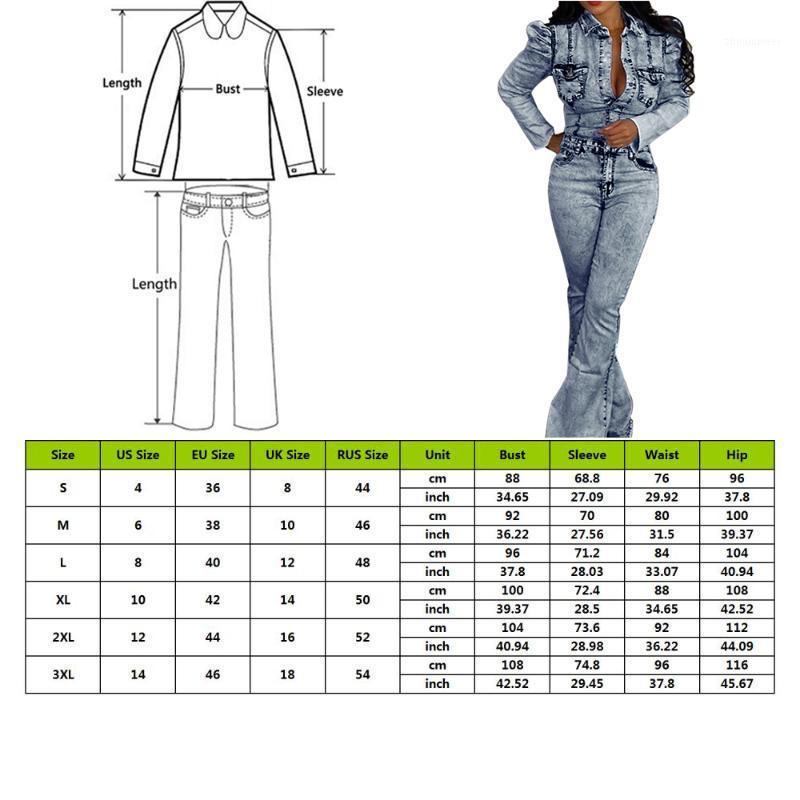 

Women's Jumpsuits & Rompers Puimentiua Women Jumpsuit Denim Jeans Full Sleeve Bodycon 2021 Spring Autumn Sexy Club Night Romper Playsuit Ove