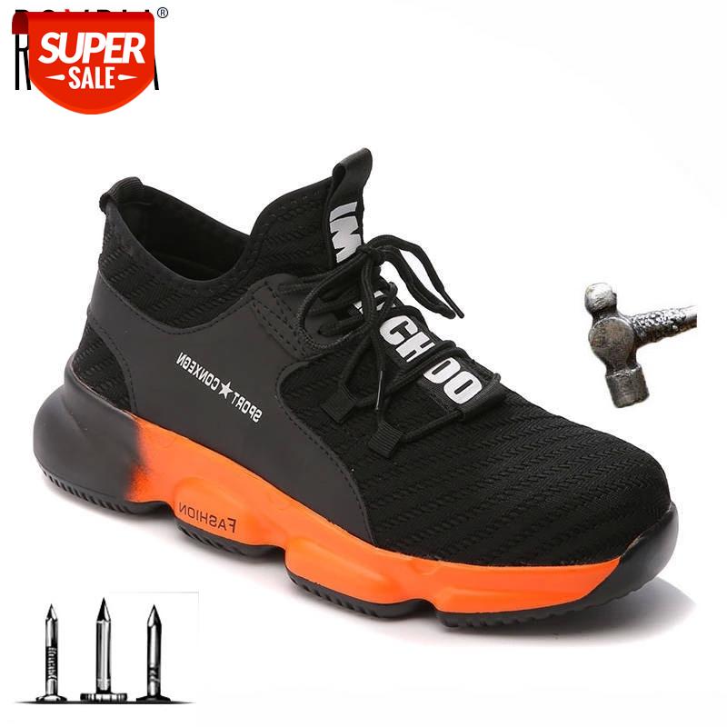 

Drop shipping ultralight industry men safety shoes steel toe cap breathable slip on work boots sneakers plus size 37-48 RXM265 #Zm7B