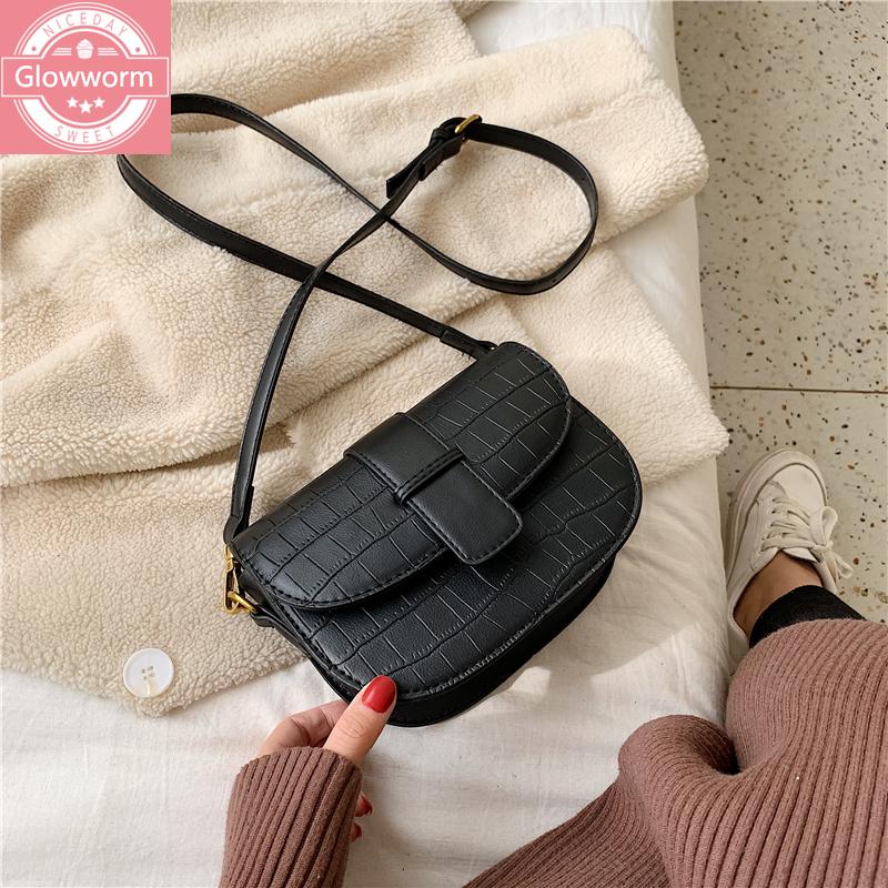 

Stone Pattern Crossbody Bags For Women PU Leather 2021 Shoulder Messenger Bag Lady Handbags and Purses Small, Black