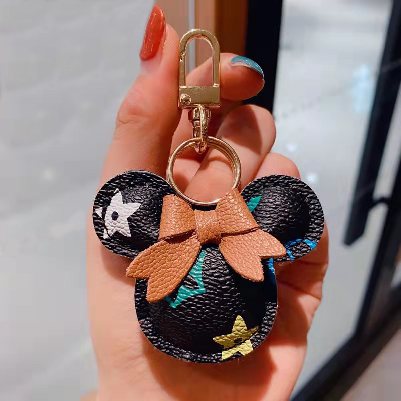 

Mouse Design Car Keychain Flower Bag Pendant Charm Jewelry Keyring Holder For Women Men Gift Fashion PU Leather Animal Key Rings Accessories