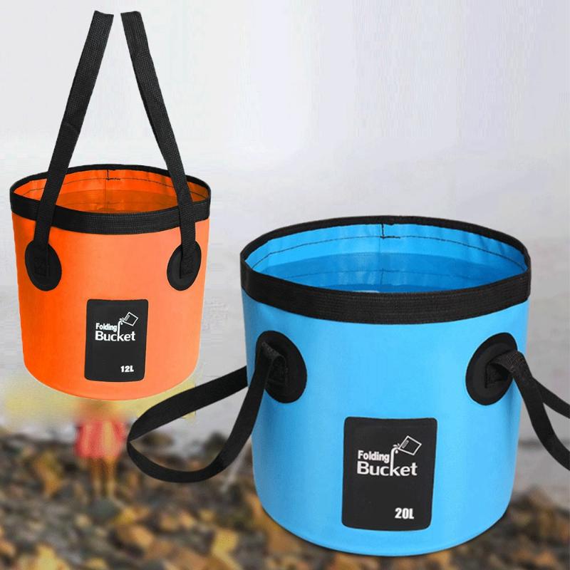 

1PC 12/20L Portable Bucket Water Storage Bag Waterproof Folding Bucket Water Carrier Bag Outdoor Camping Fishing Container, 12l black