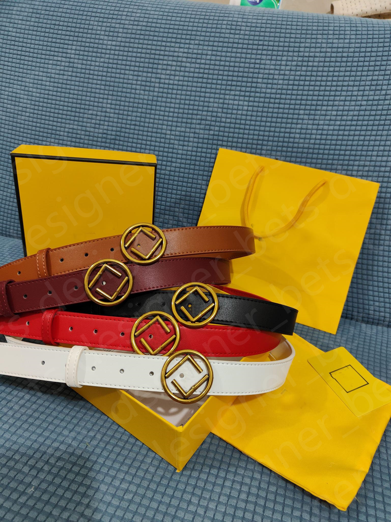 

2021 Fashion classcial men women belt gold buckle genuine leather classical belts ceinture 2.0cm width with box, Brown