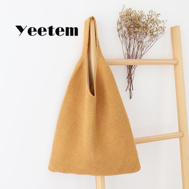 

2021 new year retro wool knit bag autumn winter wild portable shopping bag art small fresh shoulder knit, Green