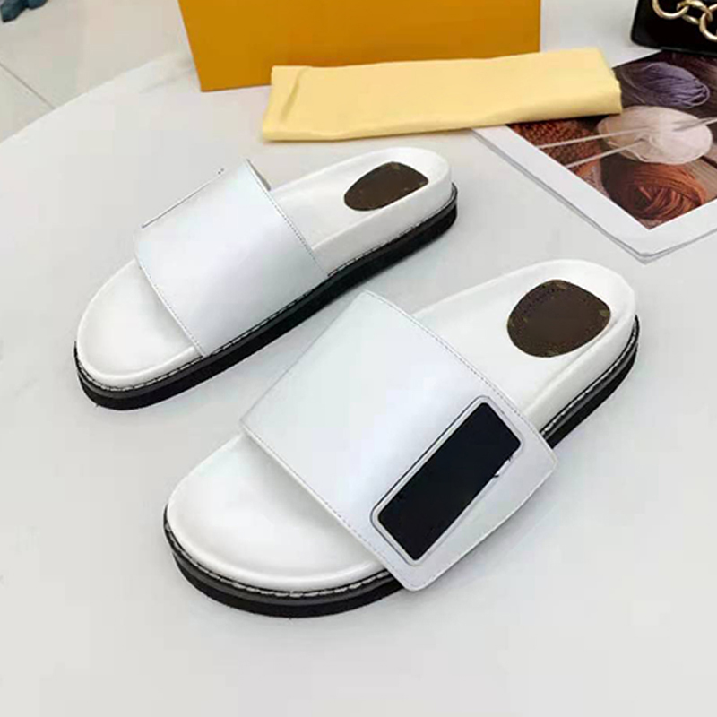 

Luxury brand-name shoes fashion classic sandals slippers spring and White summer leather ladies beach cool flat heel 35-42 water table 4CM advance, Blue