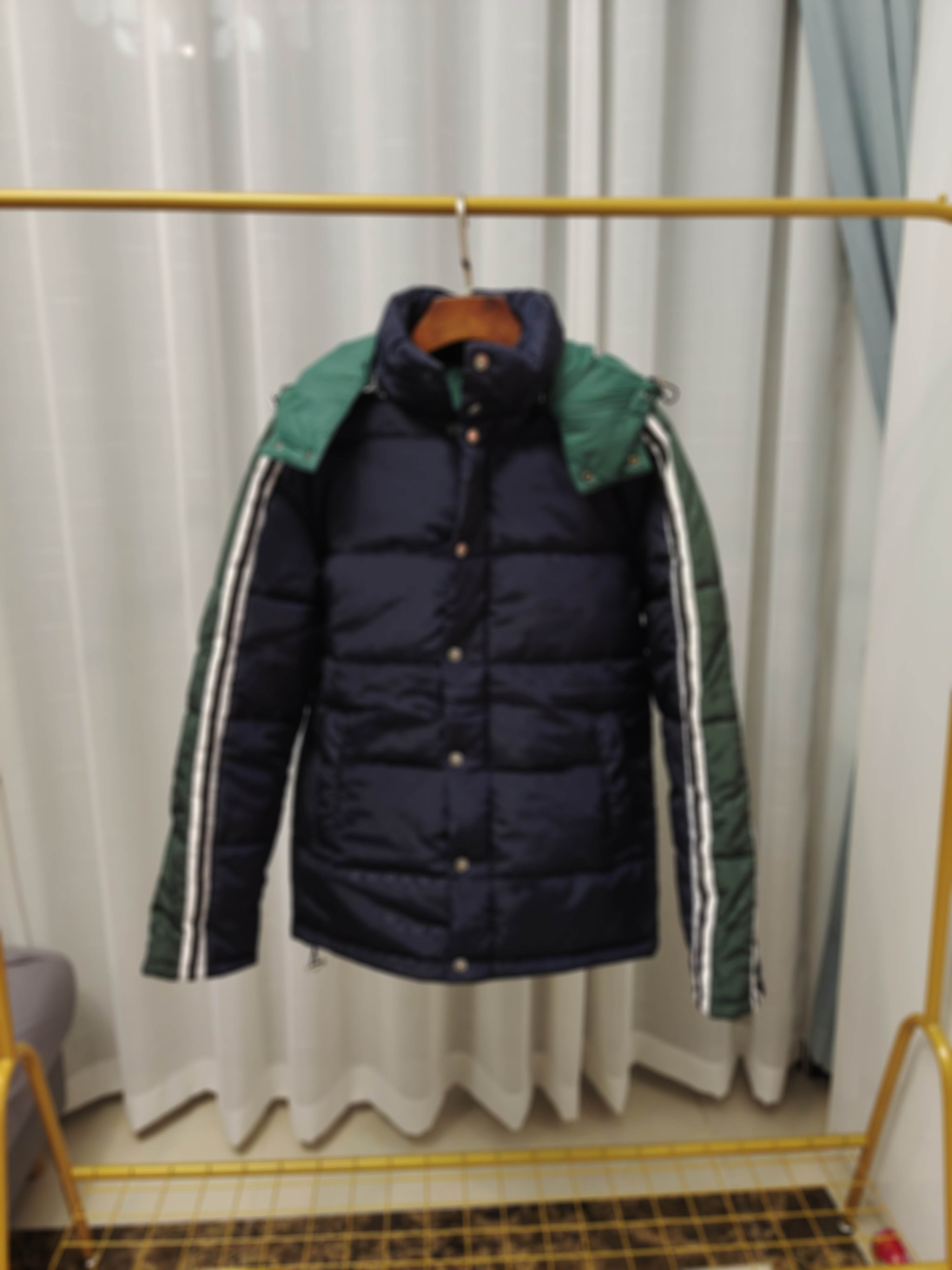 

man designers clothes Jackets paris Letter Green stripe cotton Baseball casual mens winter coats mens jacket blue Medium length, Plastic bag