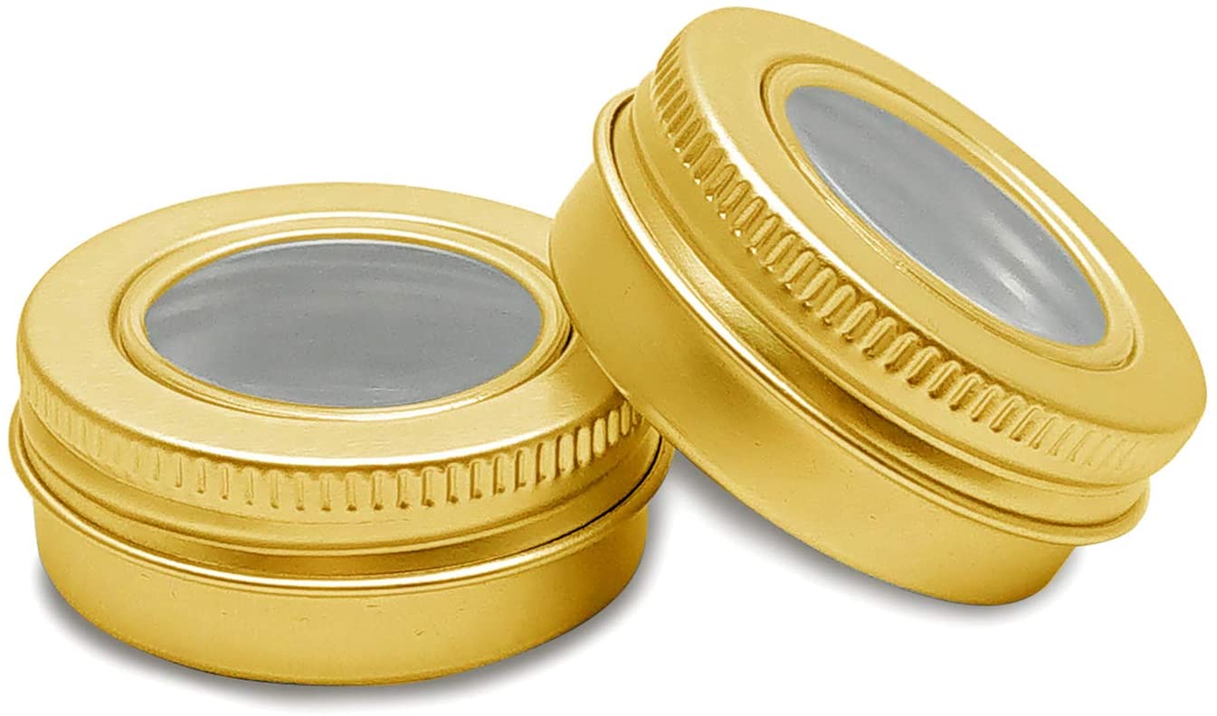 

2 oz Aluminum Tin Jar 60 ml Refillable Containers Bottle Clear Top Screw Lid Round Tins Container