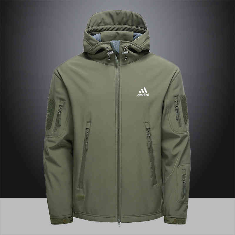 

men's 2021 autumn winter new plush submachine youth men's casual coat brand outdoor hooded et, Black