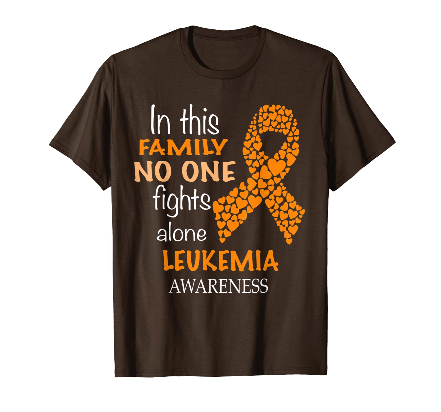 

in this family no one fights alone leukemia t-shirt, White;black
