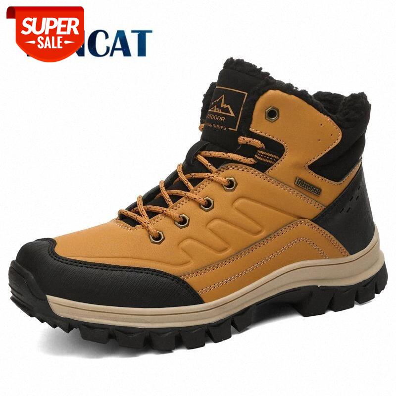 

Brand Winter Men Snow Boots Warm Plush Men's Boots Waterproof Leather Ankle Outdoor Non-slip Men's Hiking Sneakers #My07