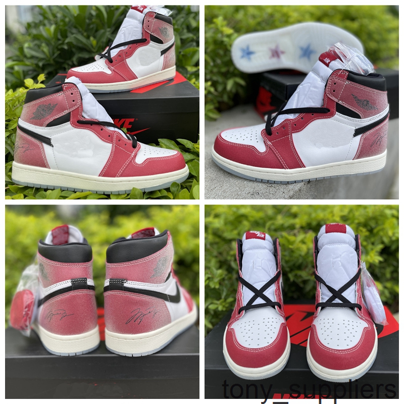 

2020 New Jumpman Mens Basketball Shoes 1s Trophy Room x 1 High OG Mens Trainers Sports Sneakers size 5.5-12, Red