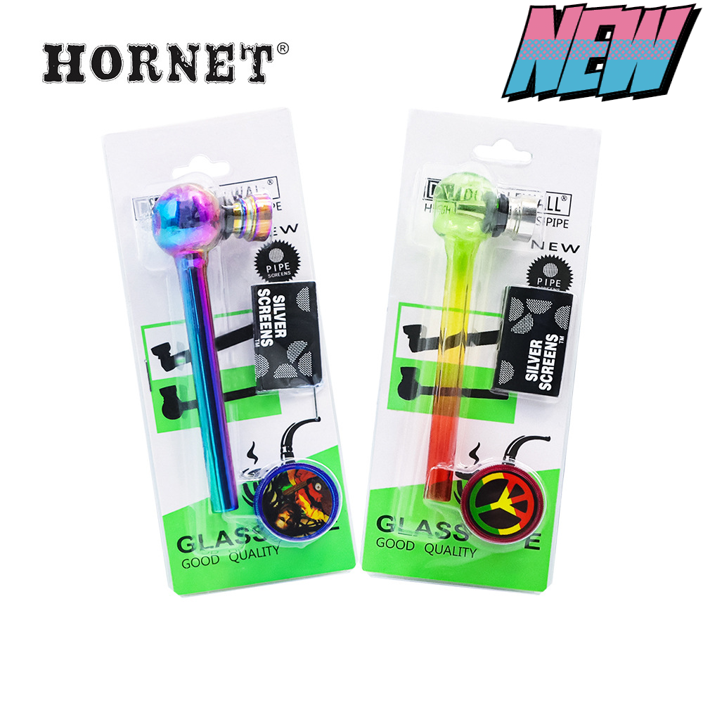 

Smoking Pipes Tobacco Pipes Set HORNET Suction Card Packed Plastic cigarette grinder glass Metal bowl Combustion-supporting mesh 3-piece