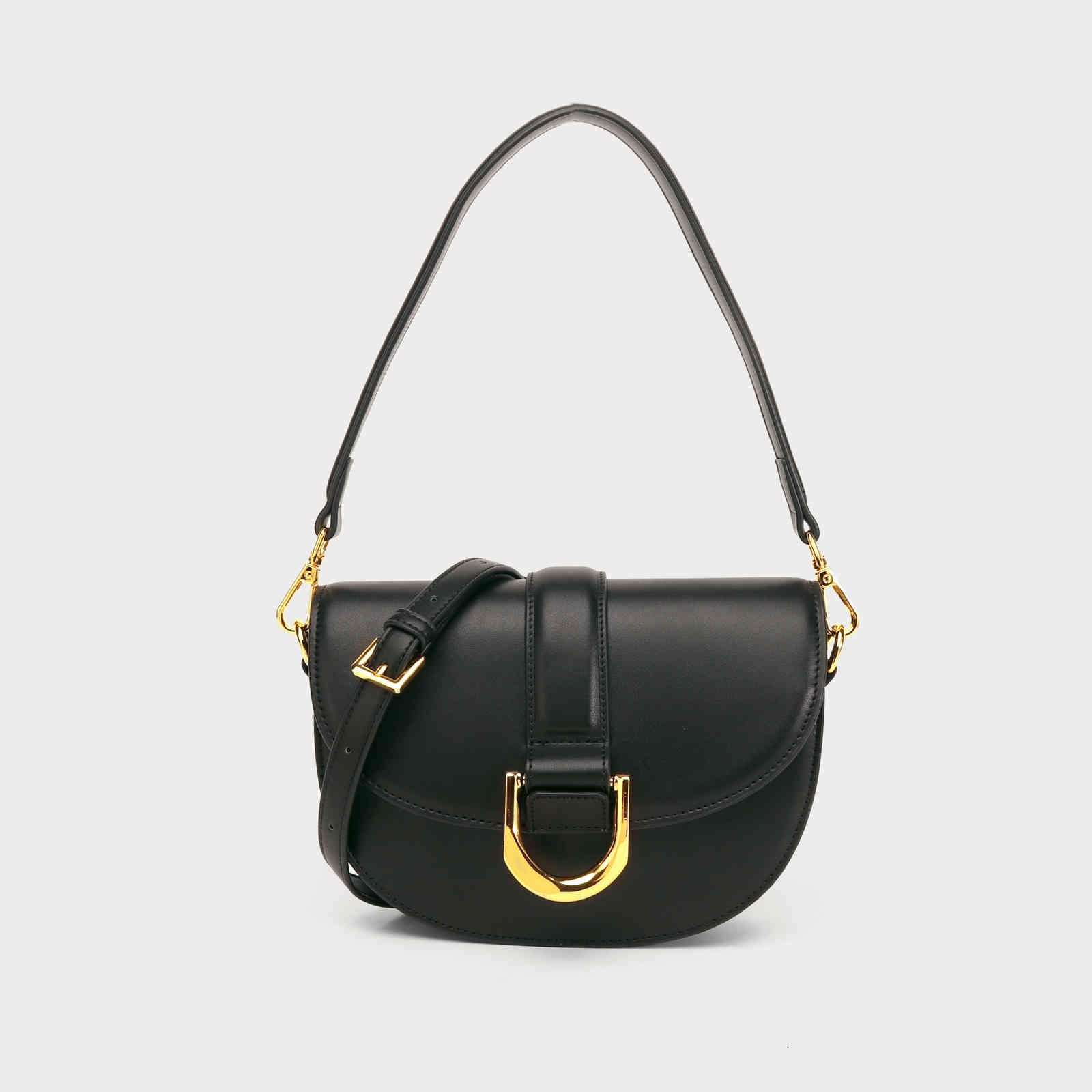 

Axillary Package Small CK flagship store official website women's bag 2021 spring and summer leather saddle fashion Single Shoulder Messenger, Black-8687