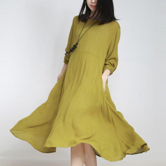 

Casual Dresses 2021 Spring Long Sleeves Cotton Simple Solid Color Irregular Loose Dress S616, Black
