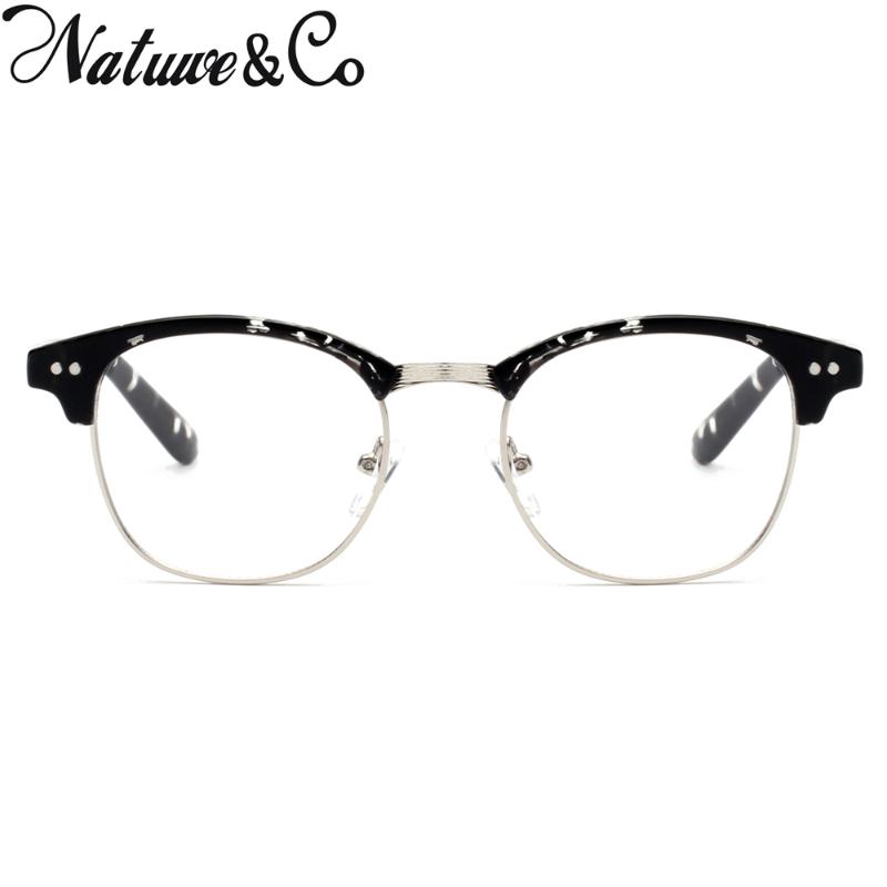 

Fashion Sunglasses Frames Natuwe&Co Retro Half Frame Computer Eyeglasses Rice Nail Rectangle Glasses Men Marble E55, Black