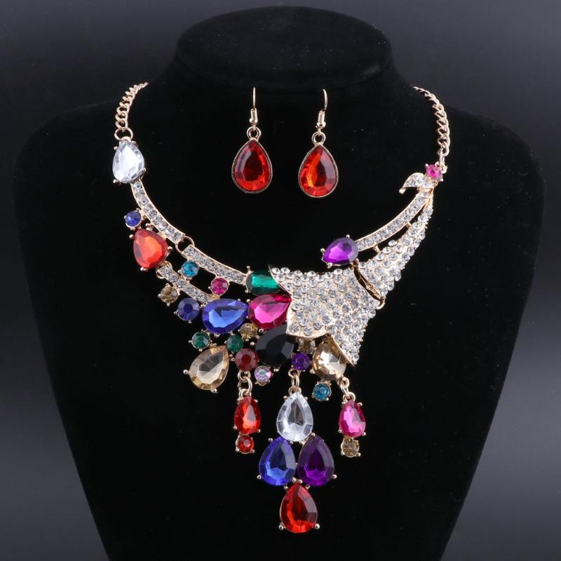 

Earrings & Necklace OEOEOS Women Wedding Necklaces Sets Vintage Rhinestone Crystal Choker & Jewelry, Silver