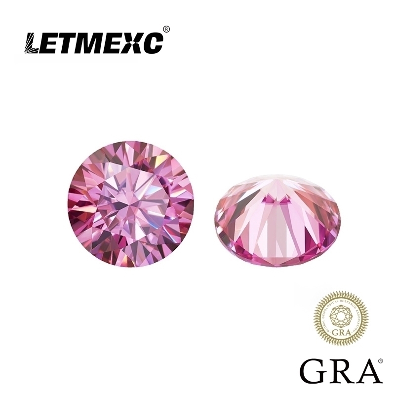 

Letmexc Loose Pink Moissanite Gemstone VVS1 Excellent Round Cut for Diamond Ring